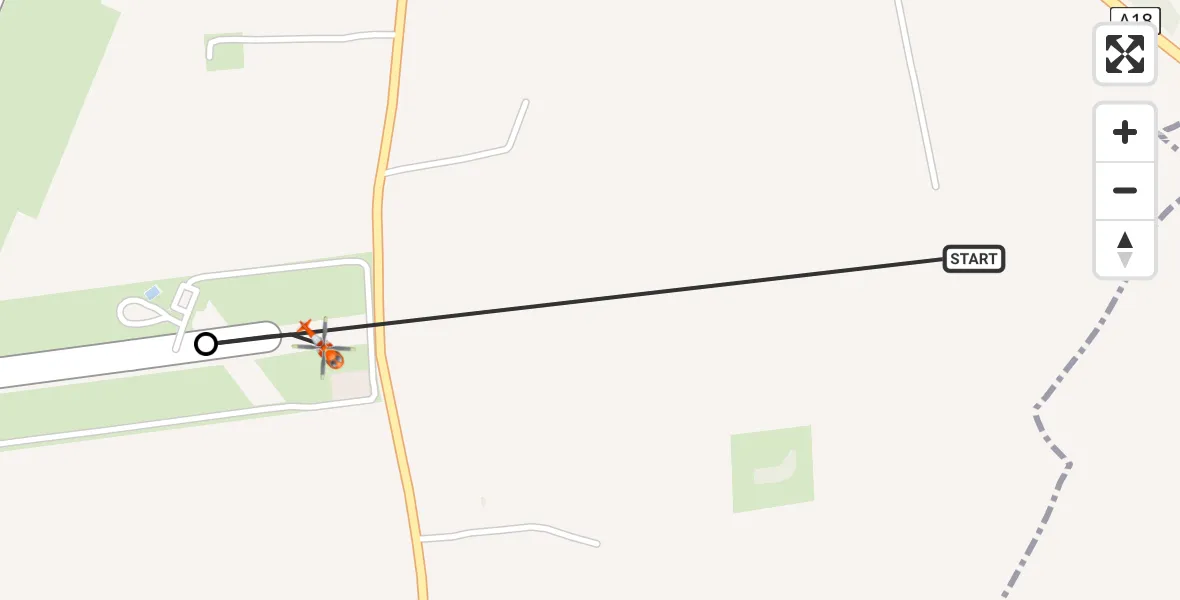 Flight path map showing Coastguard Helicopter route from Kirmington to Humberside Airport