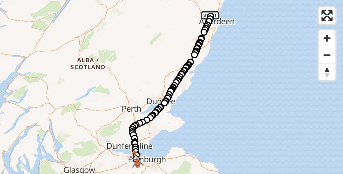 Routekaart van de vlucht: Coastguard Helicopter to Edinburgh Airport