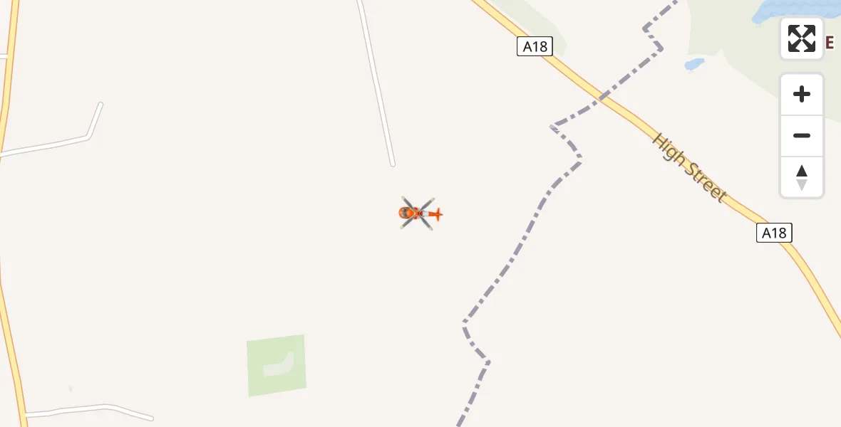 Flight path map showing Coastguard Helicopter route from Kirmington to Kirmington