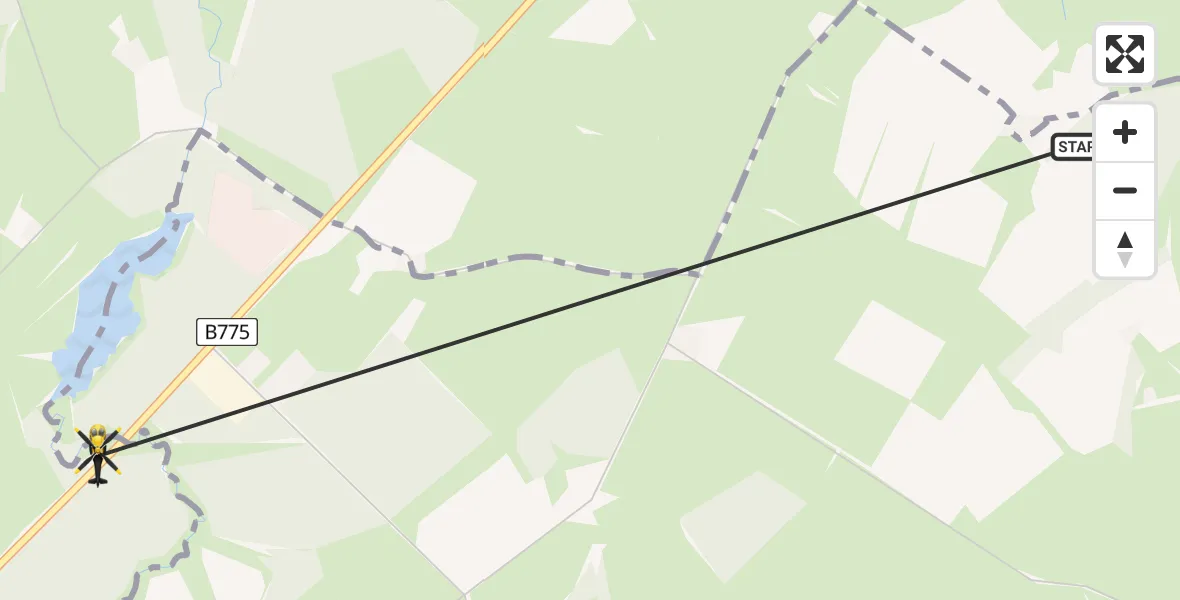 Flight path map showing Police Helicopter route from Neilston to Uplawmoor