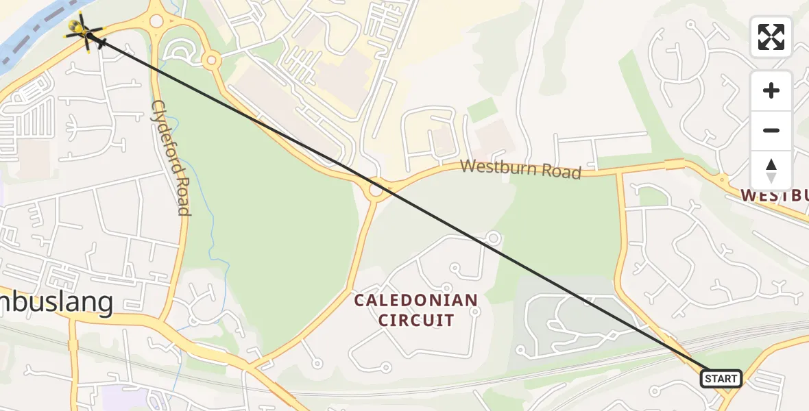 Flight path map showing Police Helicopter route from Cambuslang to Cambuslang