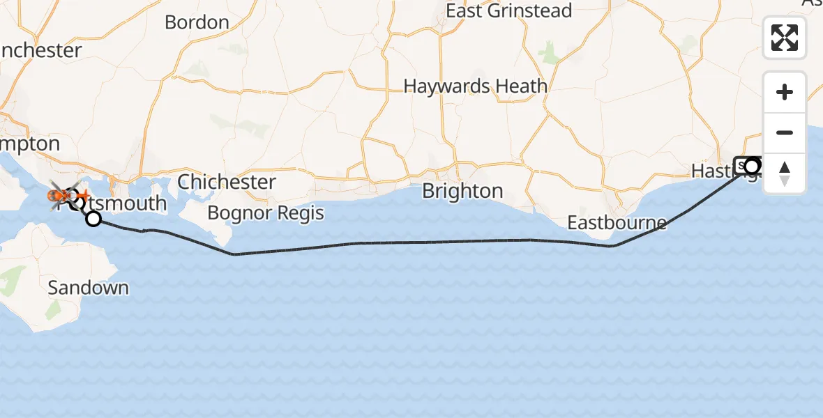 Routekaart van de vlucht: Coastguard Helicopter to Solent Airport