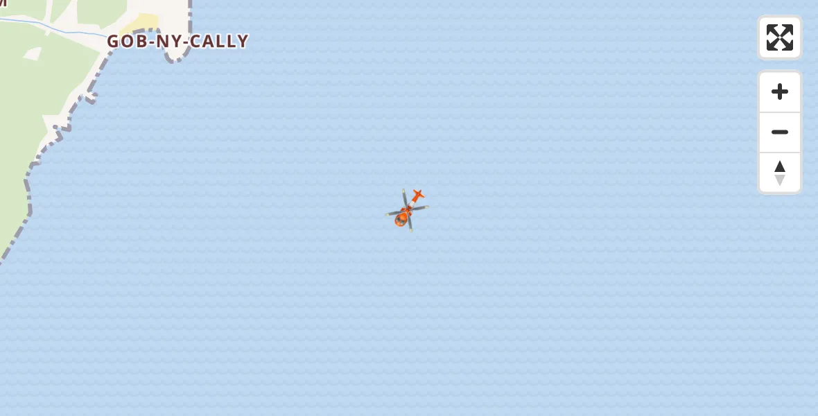 Flight path map showing Coastguard Helicopter route from Irish Sea to Irish Sea