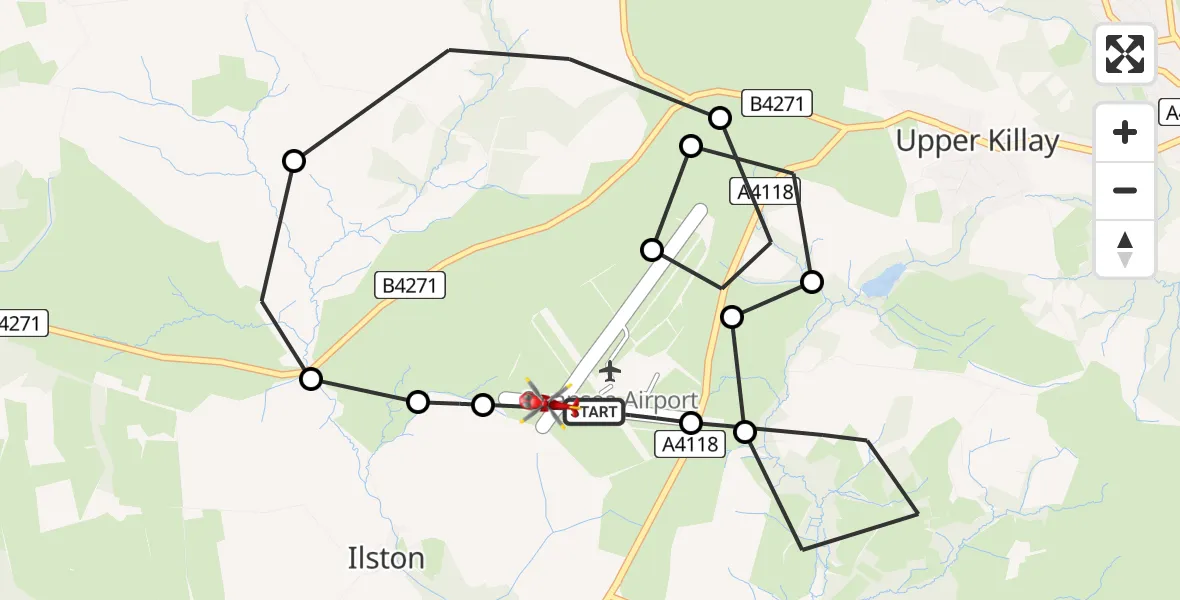 Flight path map showing Air Ambulance Helicopter route from Swansea Airport to Swansea Airport
