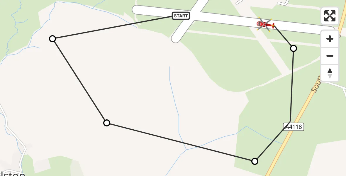 Flight path map showing Air Ambulance Helicopter route from Swansea Airport to Swansea Airport