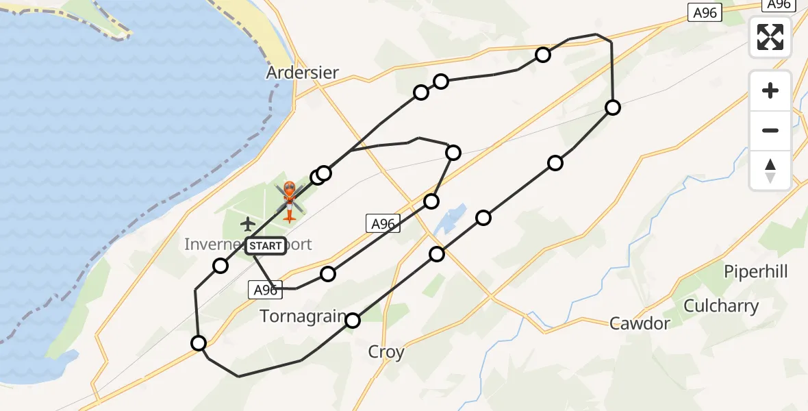 Routekaart van de vlucht: Coastguard Helicopter to Inverness Airport
