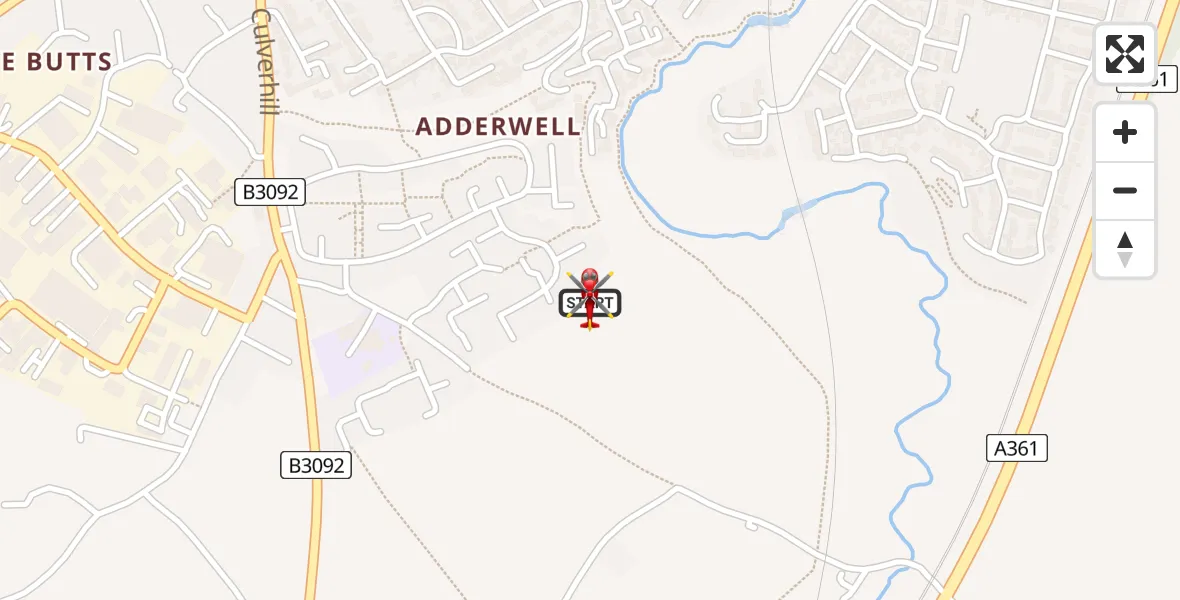 Flight path map showing Air Ambulance Helicopter route from Frome to Frome