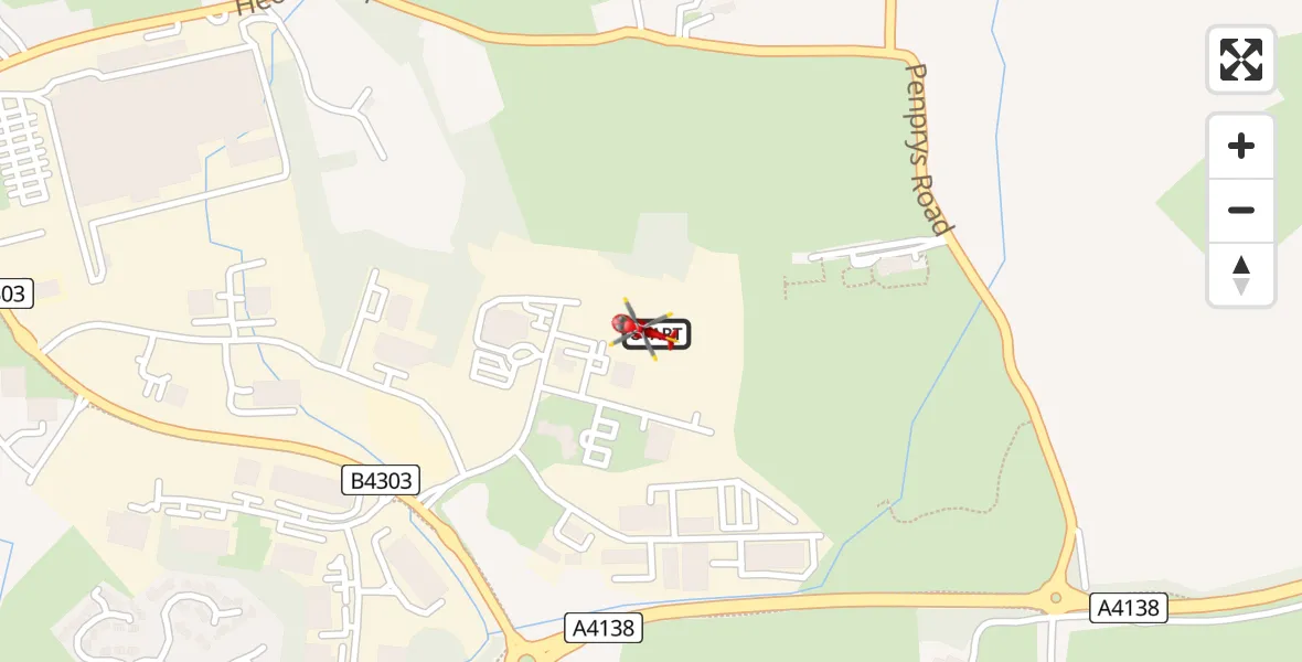 Flight path map showing Air Ambulance Helicopter route from Dafen to Dafen