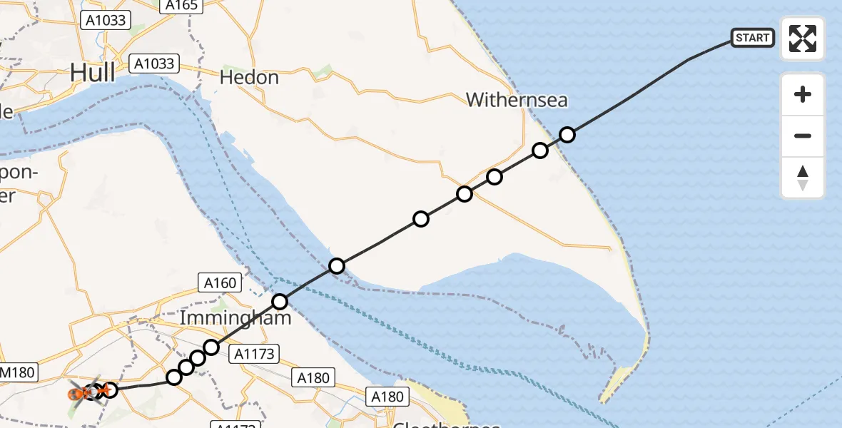 Routekaart van de vlucht: Coastguard Helicopter to Humberside Airport
