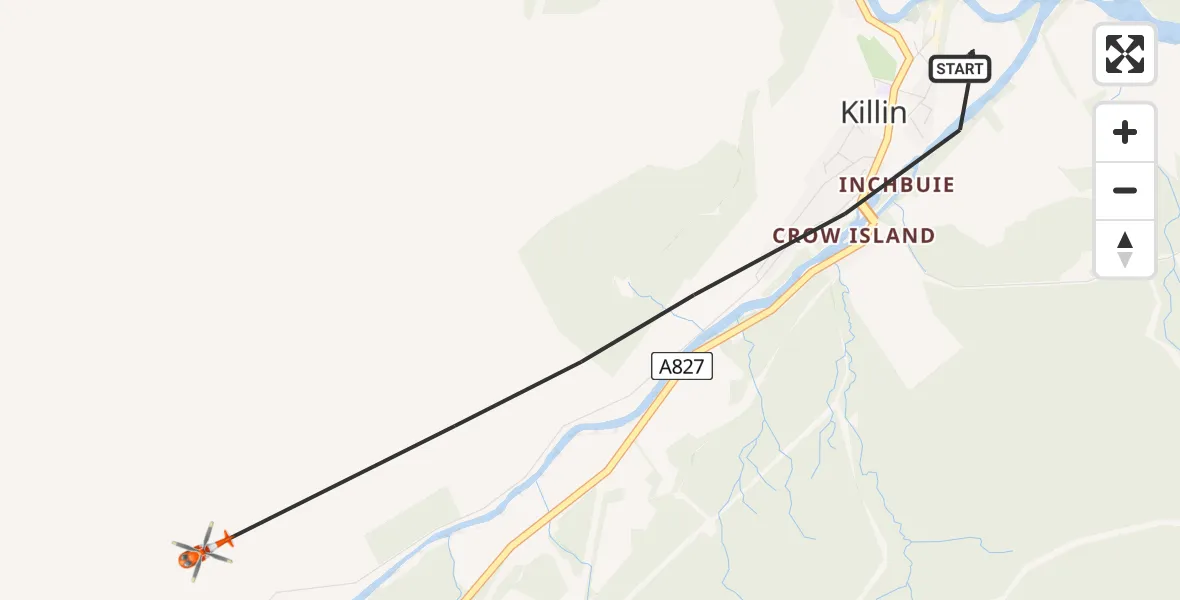 Routekaart van de vlucht: Coastguard Helicopter to Killin, Auchlyne Road