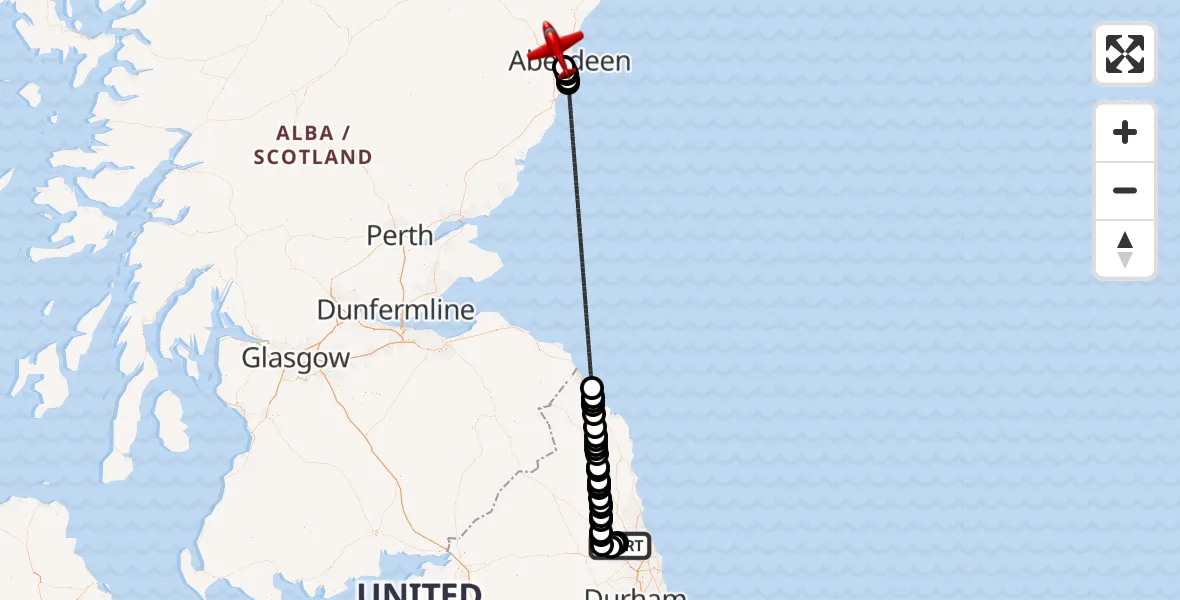 Routekaart van de vlucht: Air Ambulance Aircraft to Aberdeen International Airport