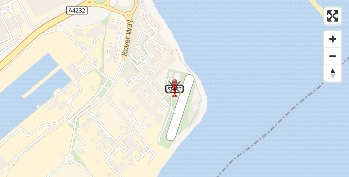 Flight path map showing Air Ambulance Helicopter route from Cardiff Heliport to Cardiff Heliport