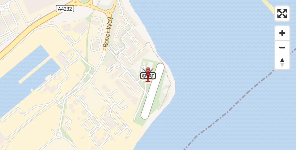 Flight path map showing Air Ambulance Helicopter route from Cardiff Heliport to Cardiff Heliport