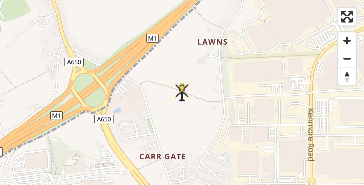 Flight path map showing Police Helicopter route from Wakefield to Wakefield