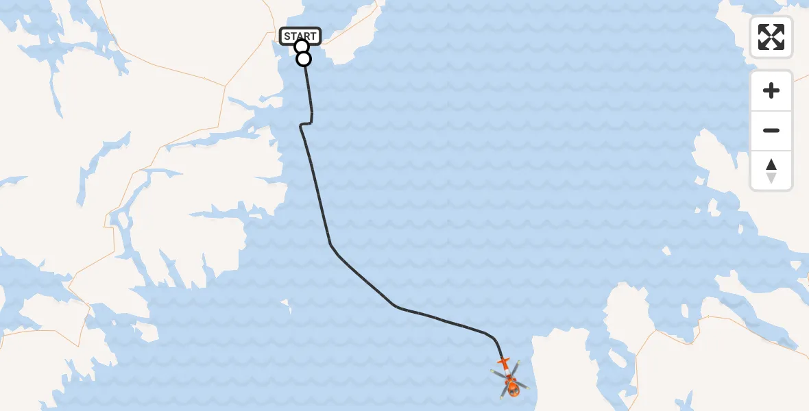 Flight path map showing Coastguard Helicopter route from Stornoway Airport to Inner Seas