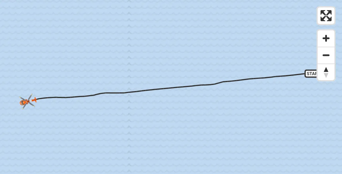 Flight path map showing Coastguard Helicopter route from Irish Sea to Irish Sea