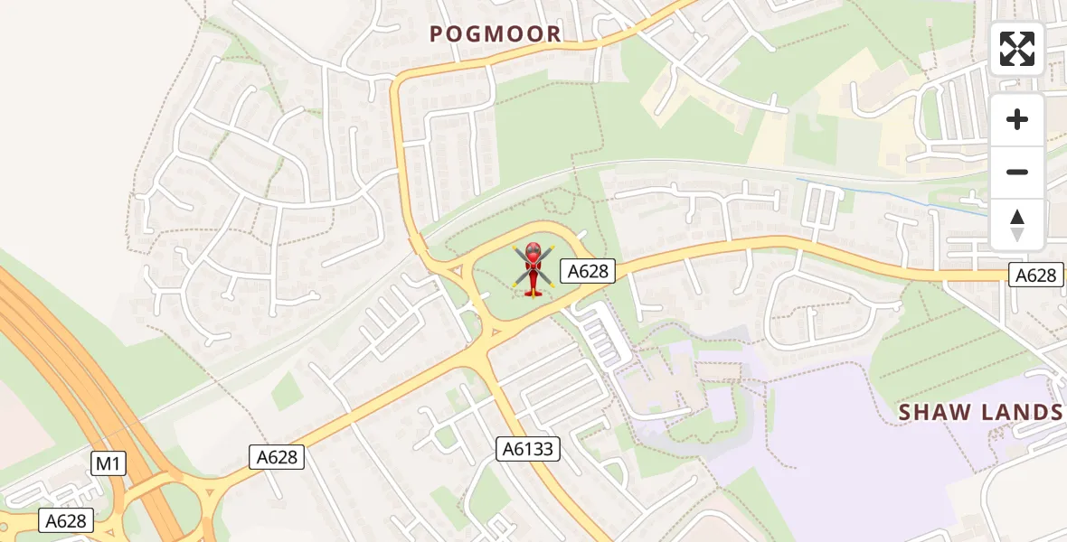 Flight path map showing Air Ambulance Helicopter route from Barnsley to Barnsley