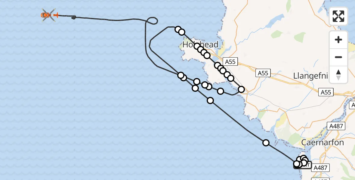 Routekaart van de vlucht: Coastguard Helicopter to Irish Sea