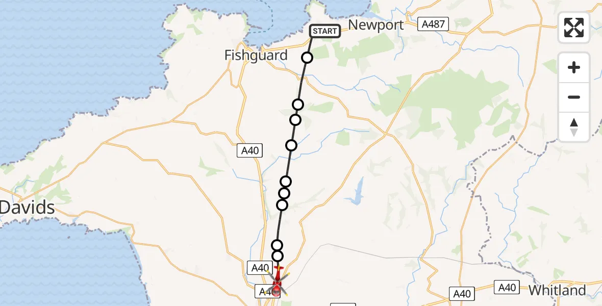 Routekaart van de vlucht: Air Ambulance Helicopter to Haverfordwest Airport