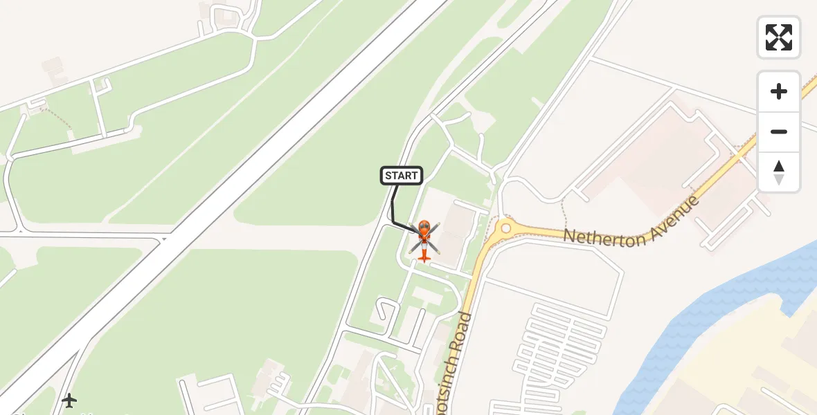 Flight path map showing Coastguard Helicopter route from Glasgow Airport to Glasgow Airport