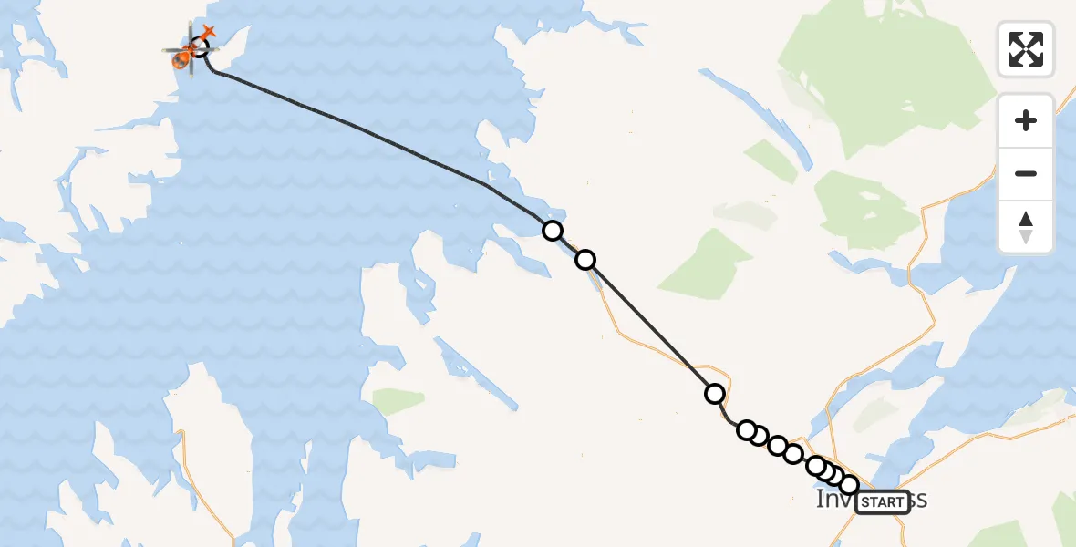 Routekaart van de vlucht: Coastguard Helicopter to Mealabost