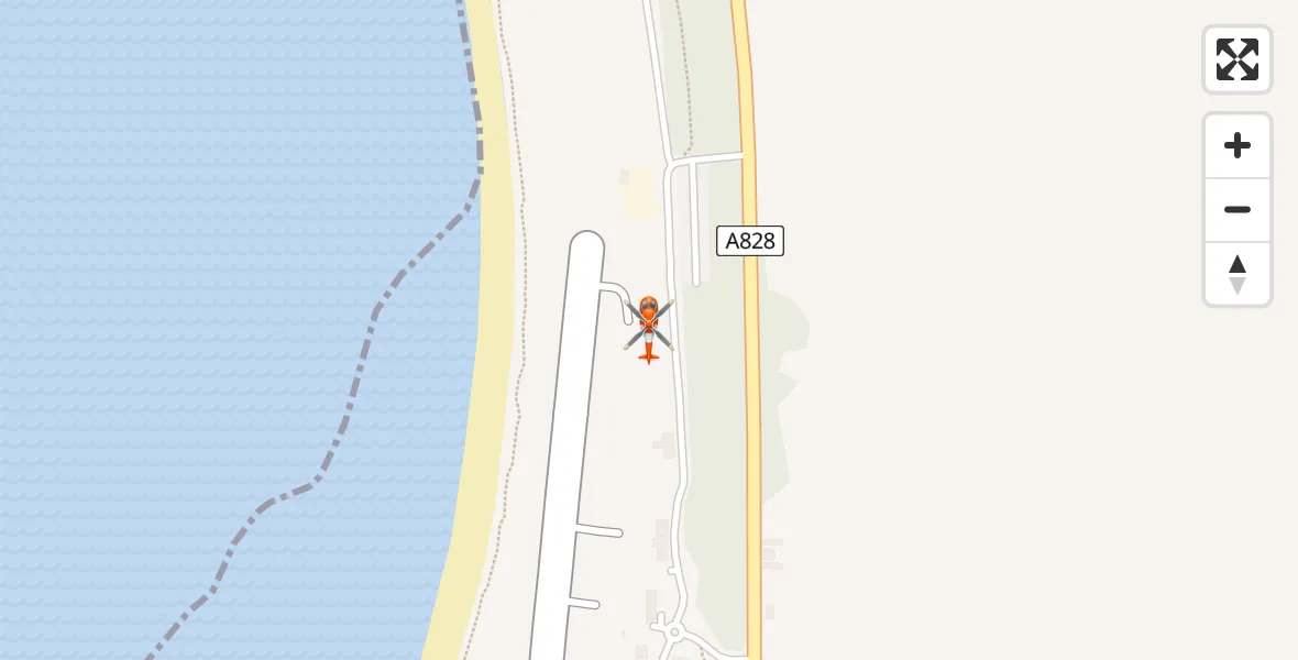Flight path map showing Coastguard Helicopter route from Oban Airport to Oban Airport