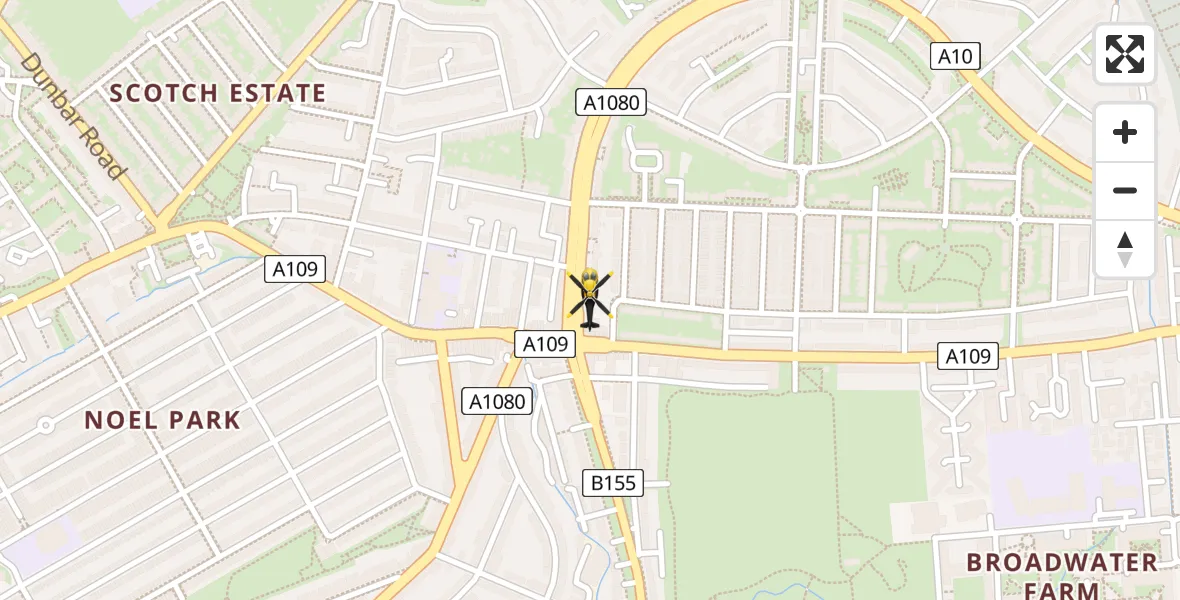 Routekaart van de vlucht: Police Helicopter to London Borough of Haringey, The Roundway