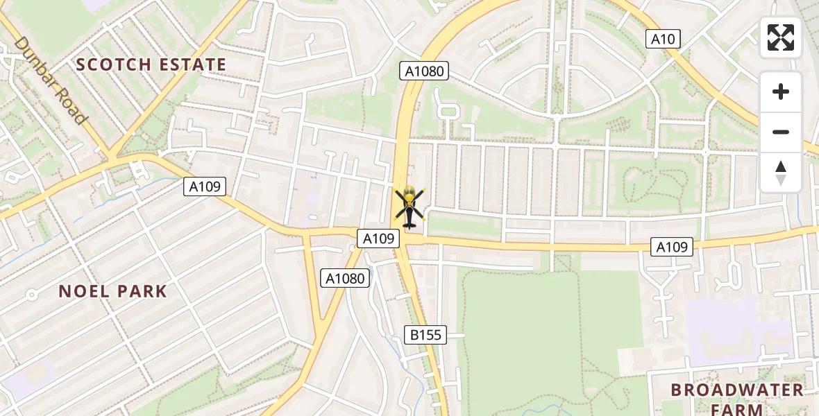 Flight path map showing Police Helicopter route from London Borough of Haringey to London Borough of Haringey