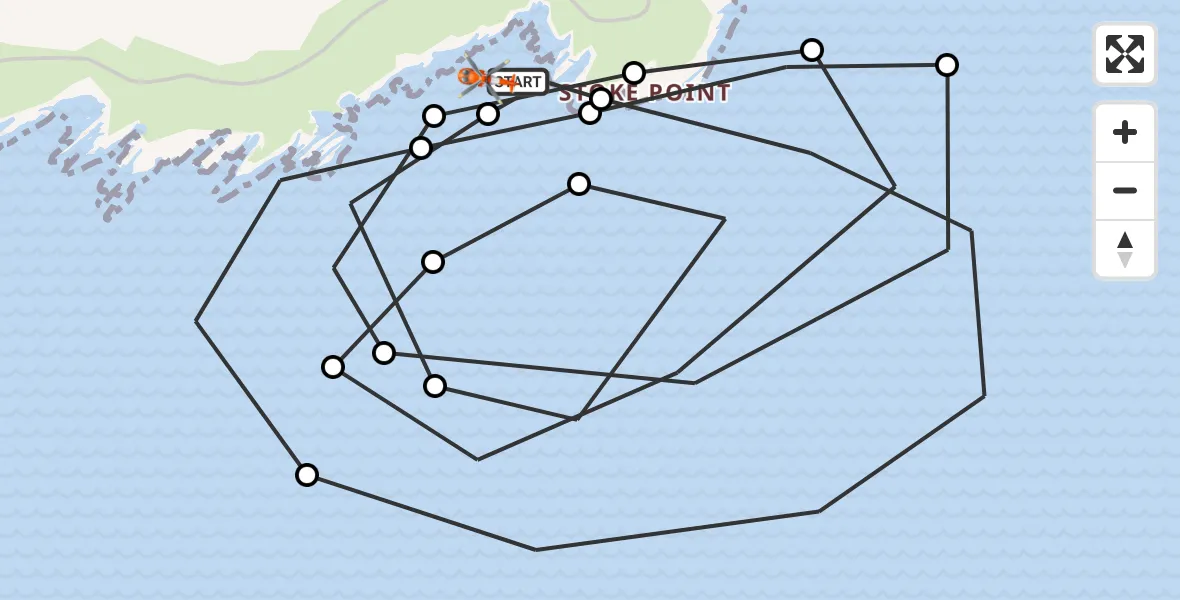 Flight path map showing Coastguard Helicopter route from Newton Ferrers to South Hams