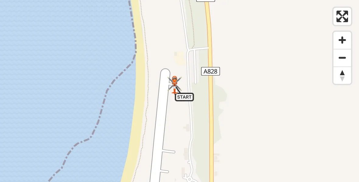 Flight path map showing Coastguard Helicopter route from Oban Airport to Oban Airport