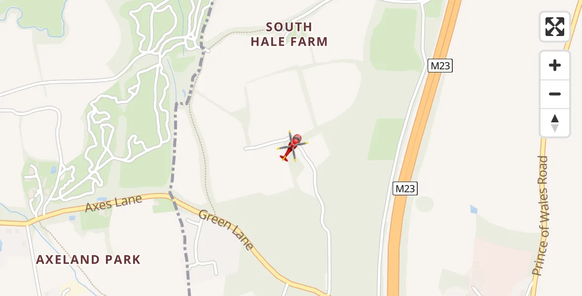 Flight path map showing Air Ambulance Helicopter route from Tandridge to Tandridge