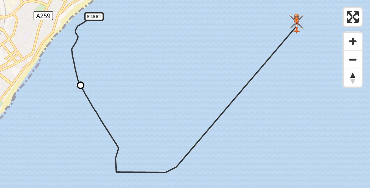Routekaart van de vlucht: Coastguard Helicopter to English Channel