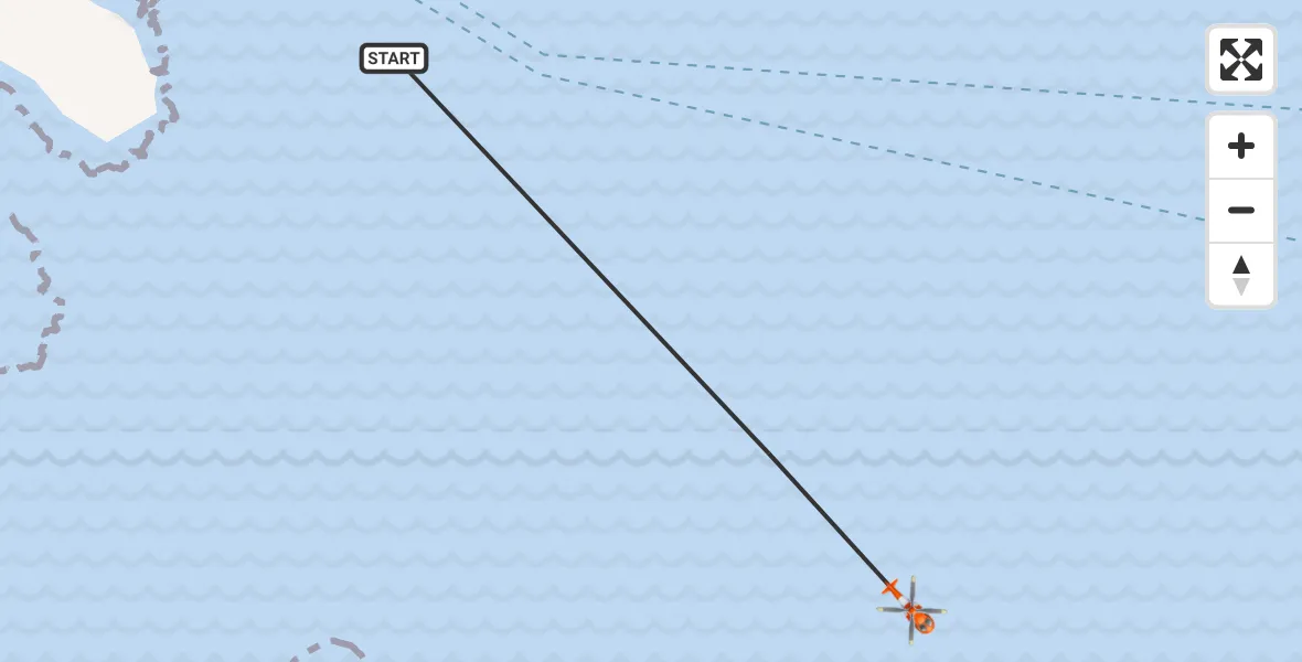 Routekaart van de vlucht: Coastguard Helicopter to North Atlantic Ocean