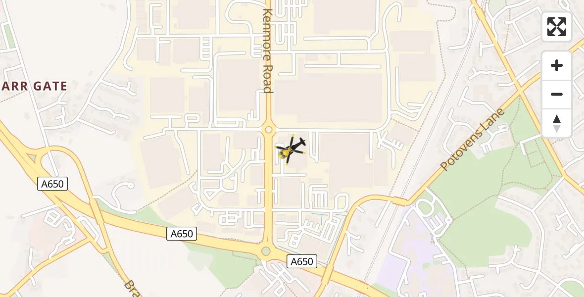 Flight path map showing Police Helicopter route from Newton Hill to Newton Hill