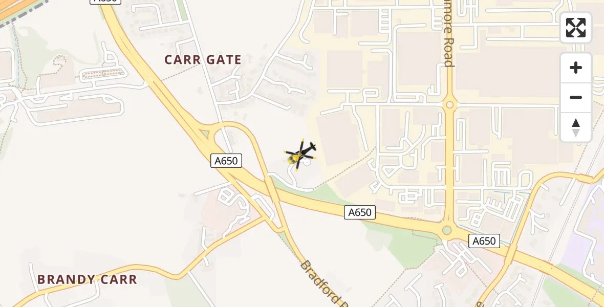 Flight path map showing Police Helicopter route from Wakefield to Wakefield