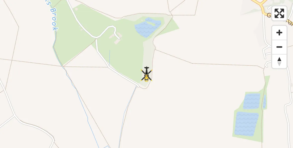 Flight path map showing Police Helicopter route from North Weald Bassett to North Weald Bassett