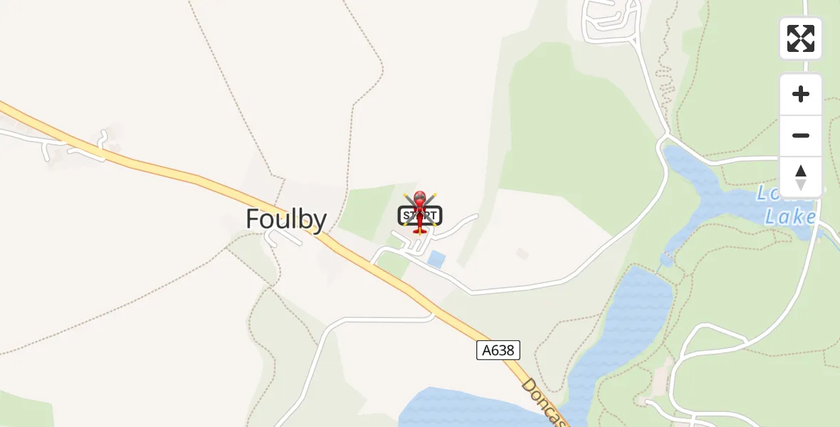 Flight path map showing Air Ambulance Helicopter route from YAA Nostell Helicopter Port to YAA Nostell Helicopter Port