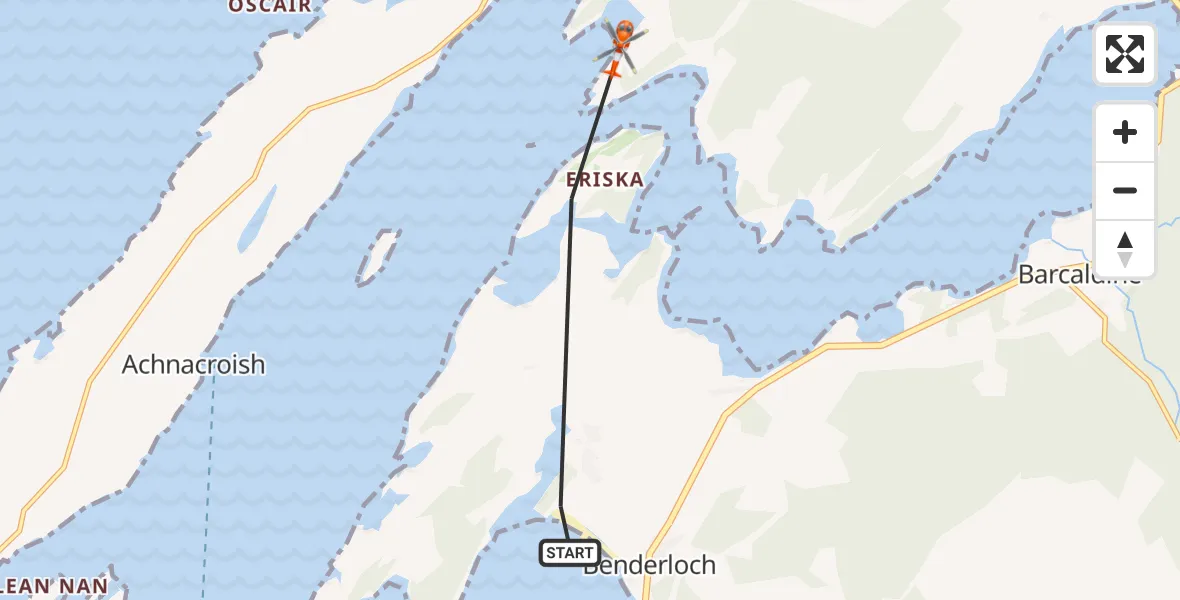 Flight path map showing Coastguard Helicopter route from Inner Seas to Inner Seas