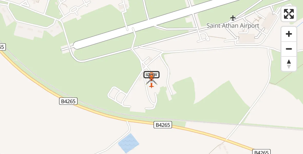 Flight path map showing Coastguard Helicopter route from MOD St Athan to MOD St Athan