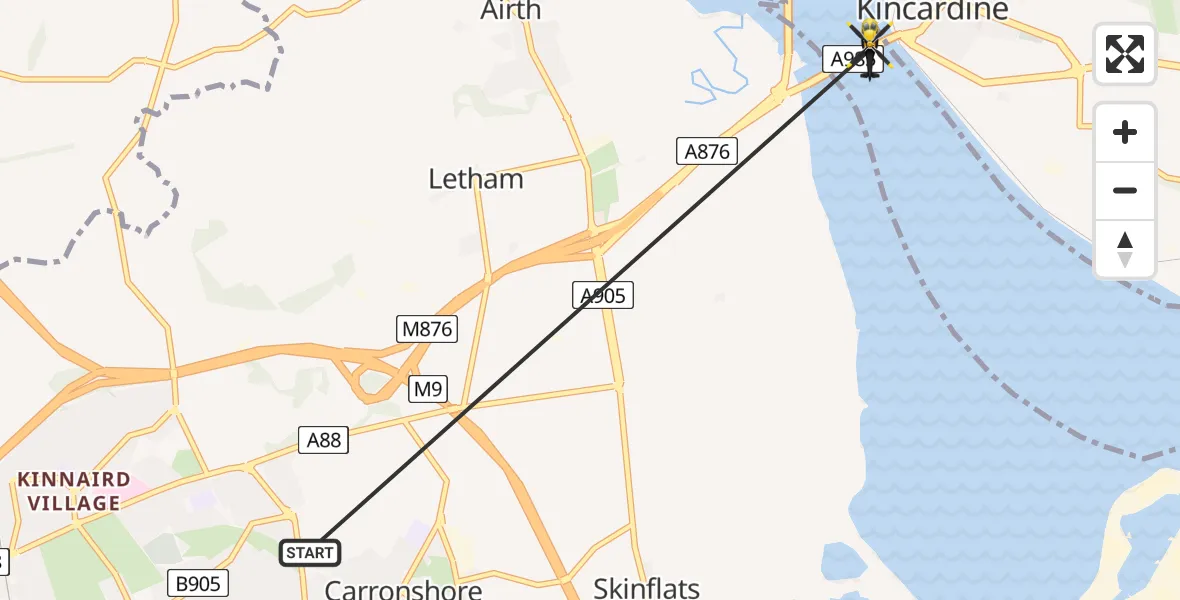 Routekaart van de vlucht: Police Helicopter to North Sea