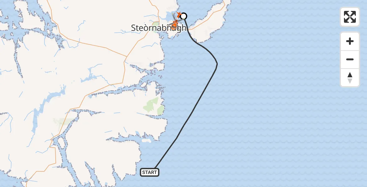 Flight path map showing Coastguard Helicopter route from Inner Seas to Stornoway Airport