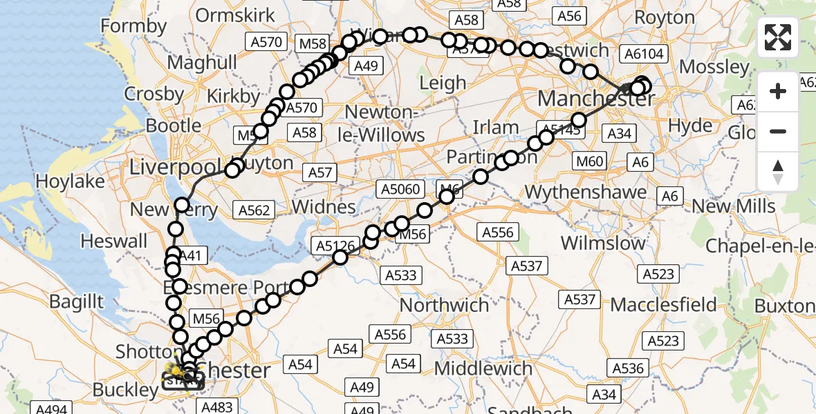 Routekaart van de vlucht: Police Helicopter to Hawarden Airport
