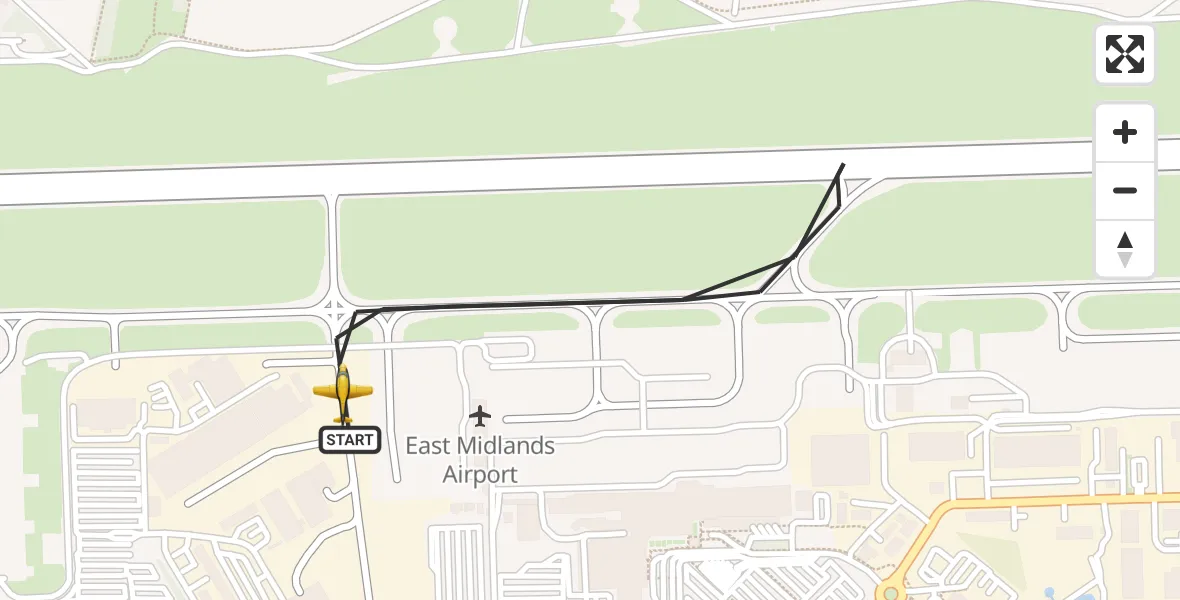 Flight path map showing Police Aircraft route from East Midlands Airport to East Midlands Airport
