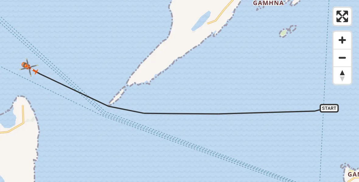 Flight path map showing Coastguard Helicopter route from Inner Seas to Inner Seas