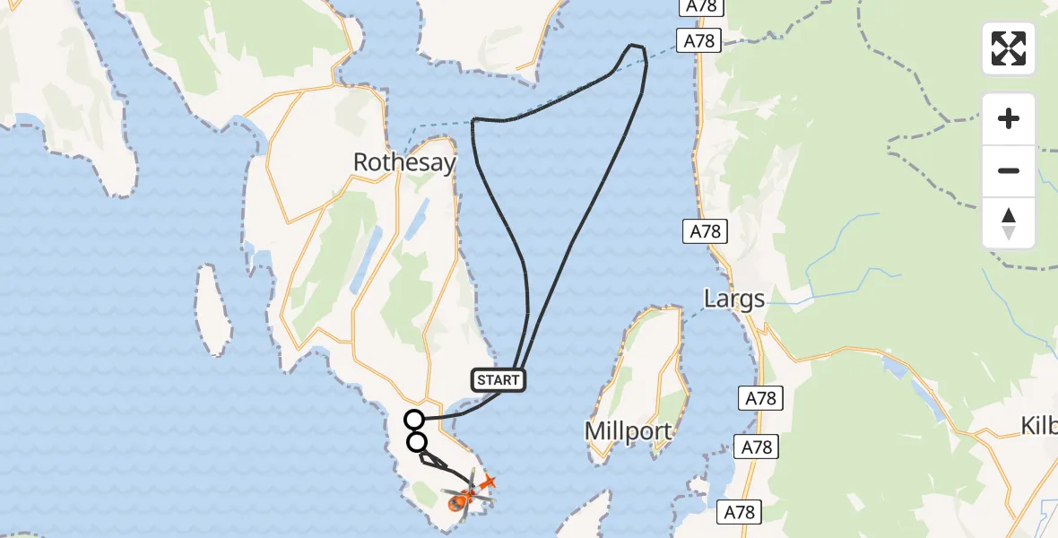 Routekaart van de vlucht: Coastguard Helicopter to Inner Seas