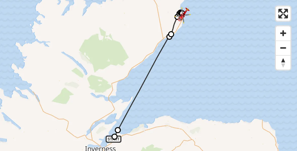 Routekaart van de vlucht: Air Ambulance Helicopter to Wick John O'Groats Airport