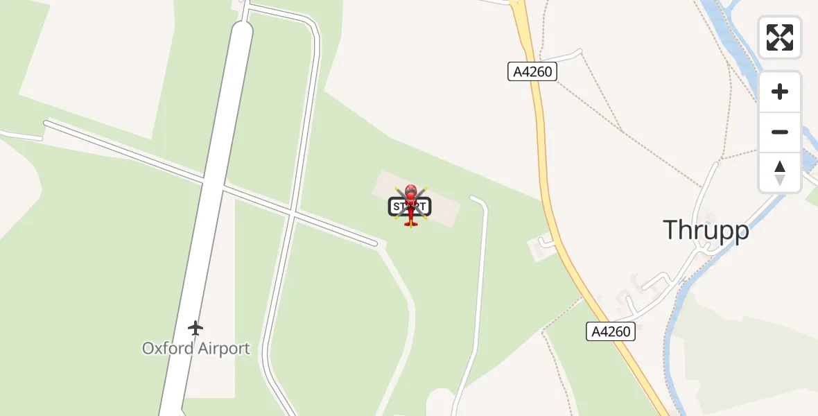 Flight path map showing Air Ambulance Helicopter route from London Oxford Airport to London Oxford Airport