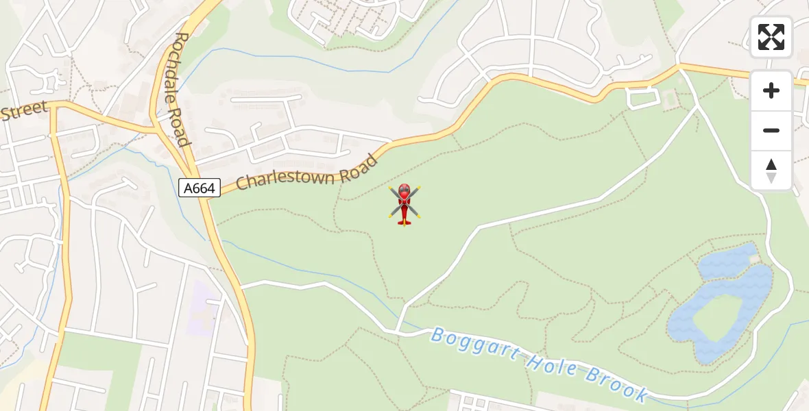 Flight path map showing Air Ambulance Helicopter route from Manchester to Manchester