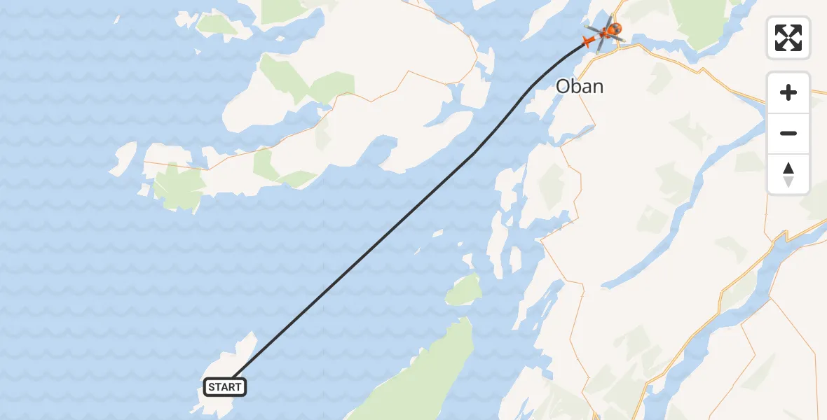 Flight path map showing Coastguard Helicopter route from Inner Seas to Inner Seas