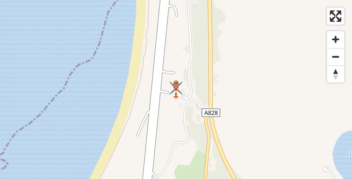 Flight path map showing Coastguard Helicopter route from Oban Airport to Oban Airport